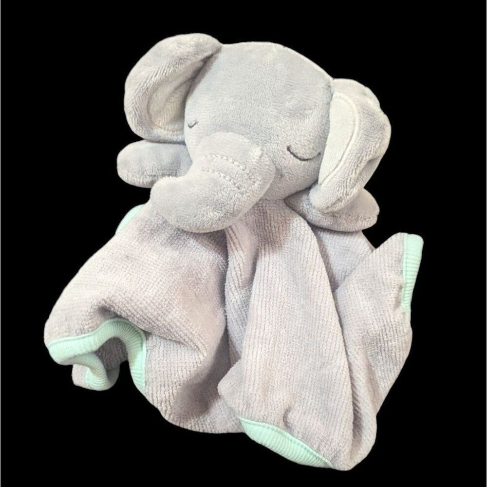 Cloud Island Elephant Security Blanket Lovey Gray Mint Green Wash Cloth Plush